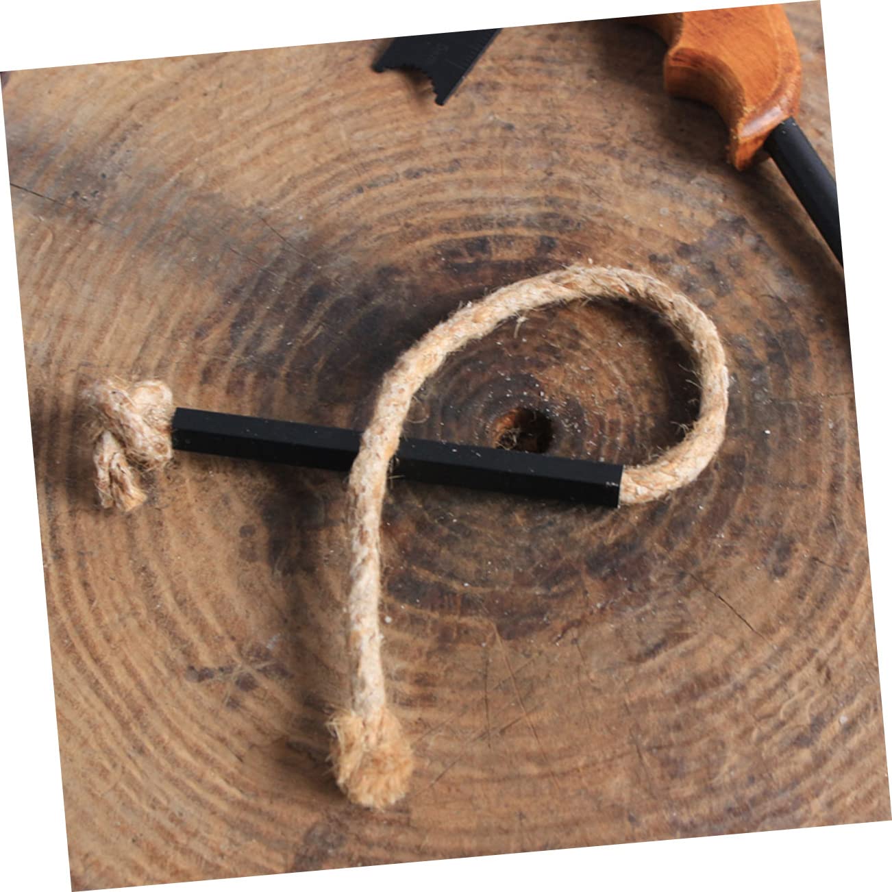 Abaodam 3 Sätze Anzündholz Beginnend Wachs Docht Feuerstarter Outdoor-dochtseil Feuerstartstock Im Freien Docht Aus Hanfseil Kabel Aluminiumlegierung Black 6 Stück * 3