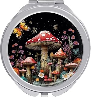 Espejo de maquillaje de viaje con hongos y ma...