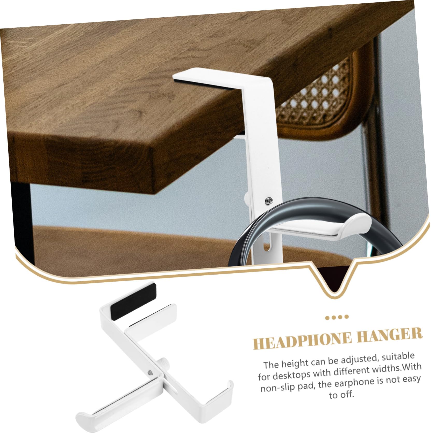 UPKOCH 3pezzi Supporto Regolabile Per Cuffie Metallo Da Scrivania Gancio Senza Perforazione Per Cuffie e Auricolari Design Elegante e Resistente Facile Da Installare Compatibile Con Vari