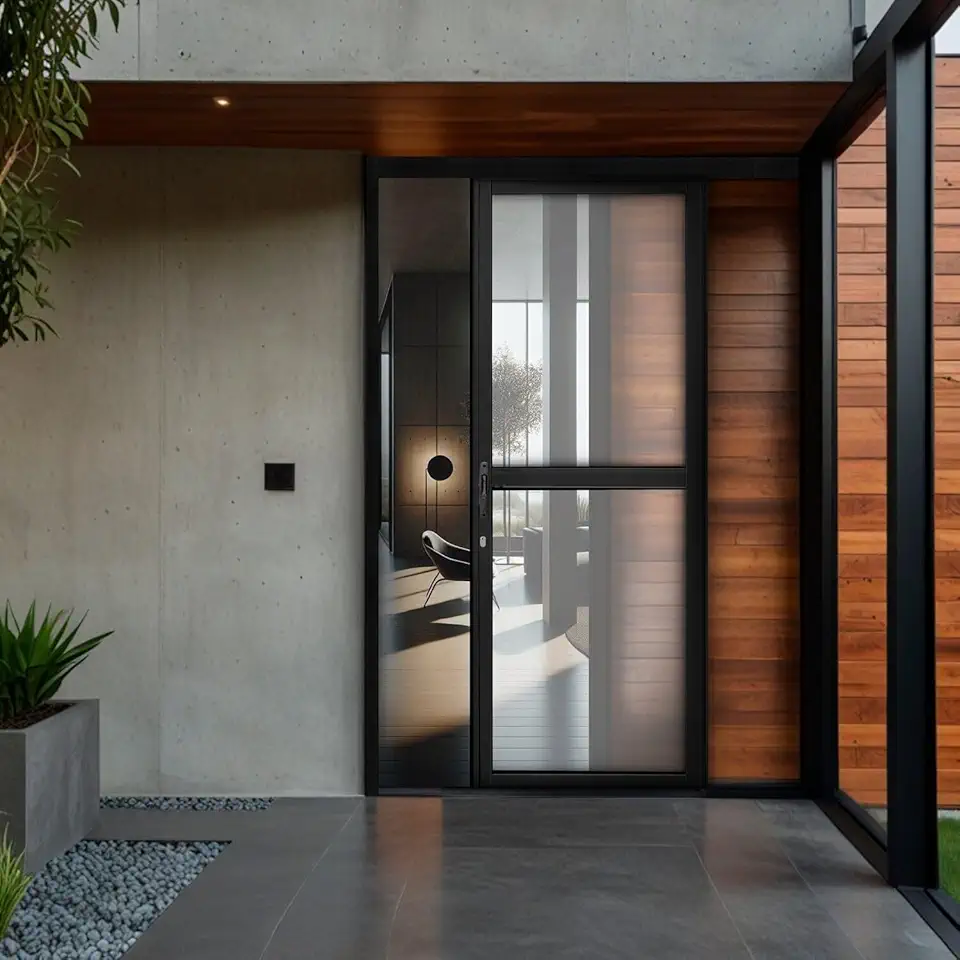 Porta de Correr Suspensa de Aluminio 215x100cm com Vidro Temperado Preto