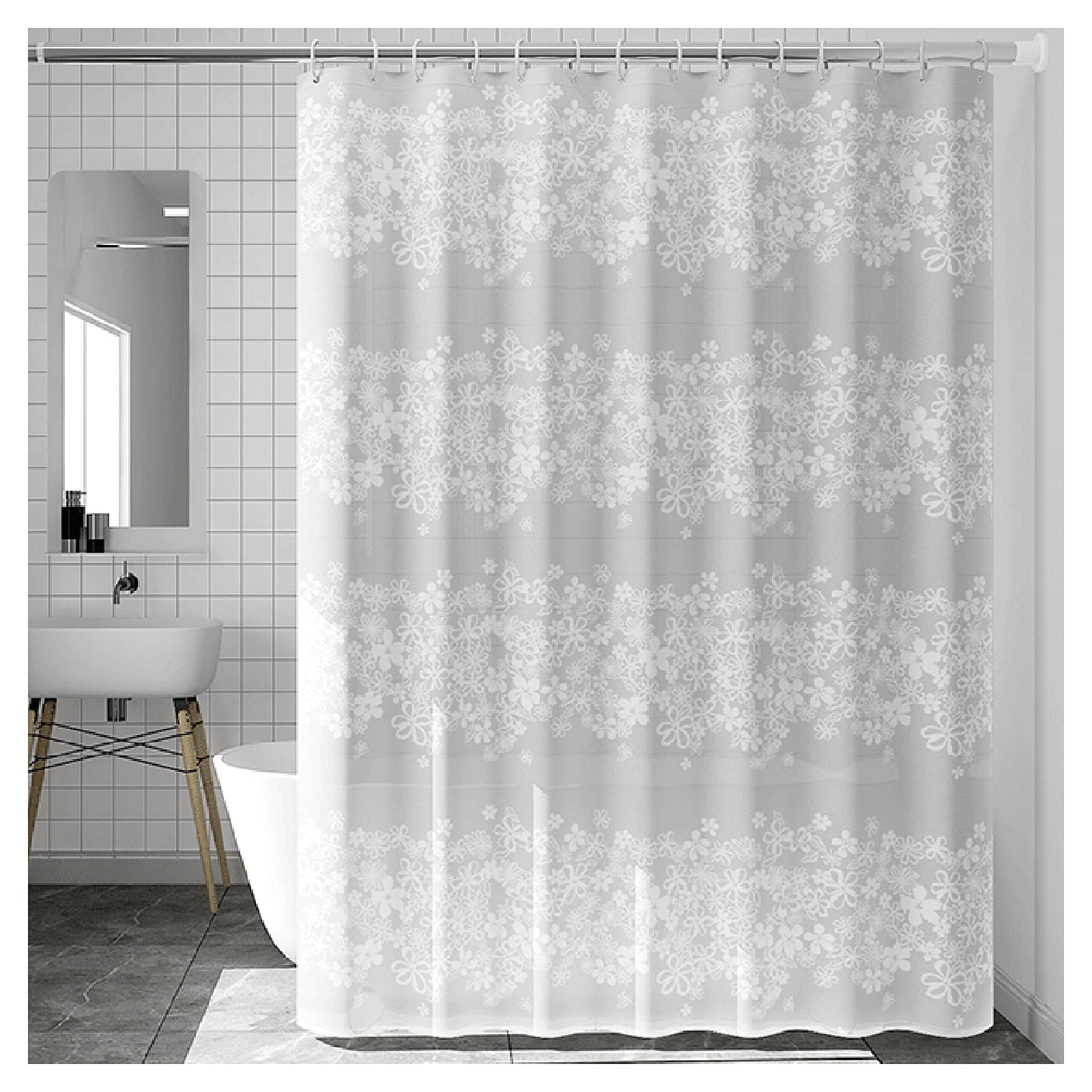 Rideau de douche séchage rapide et anti-odeur en tissu épais