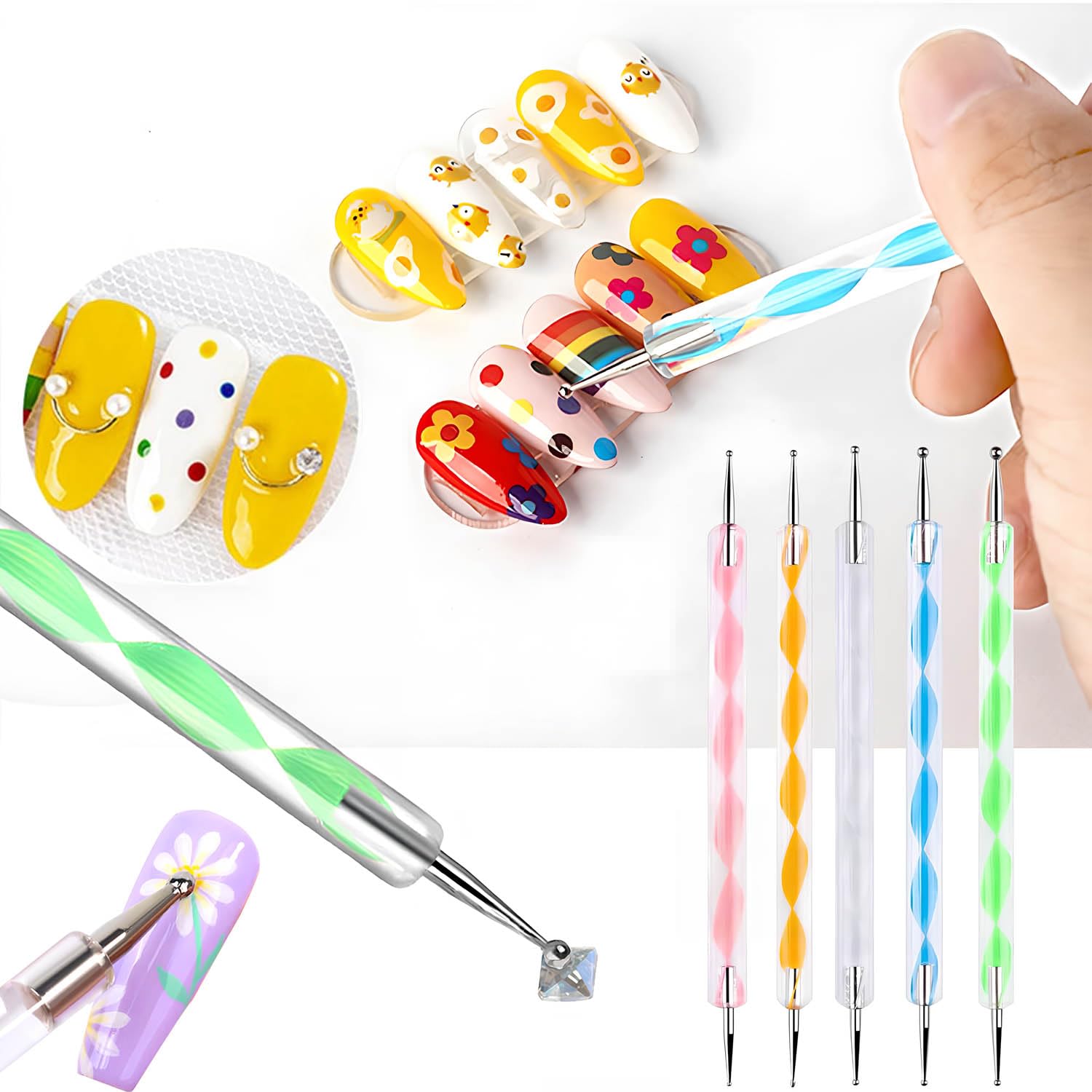 7 Pcs Silicone Nail Stamper Set,French Tip Tool for DIY together,Home Manicure Starter Tool Salon