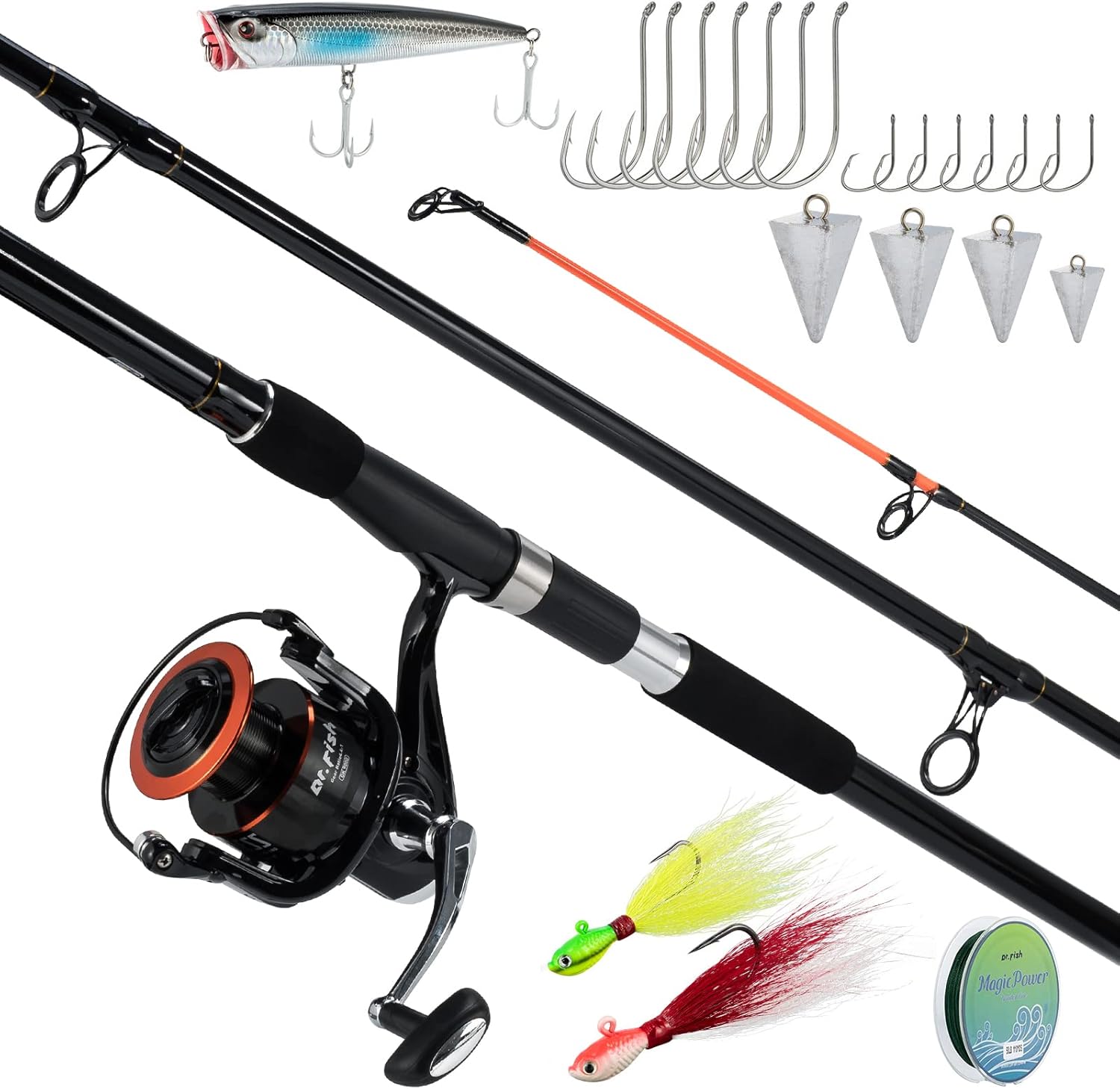Dr.Fish Surf Fishing Rod and Reel Combo, Saltwater Fishing