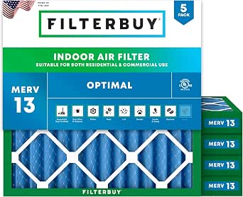 Filterbuy 13.25×13.25×2 MERV 13 Pleated Air Filter – Smoke & Allergy