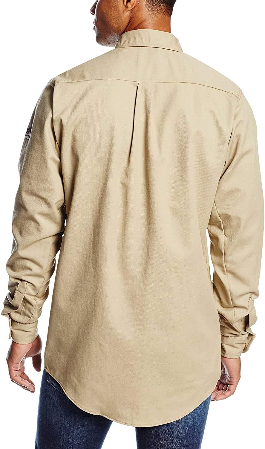 Bulwark FR Mens Flame Resistant 7 Oz Cotton/Nylon Comfortouch Button Collar Uniform Shirt, Khaki, Large US - Image 2