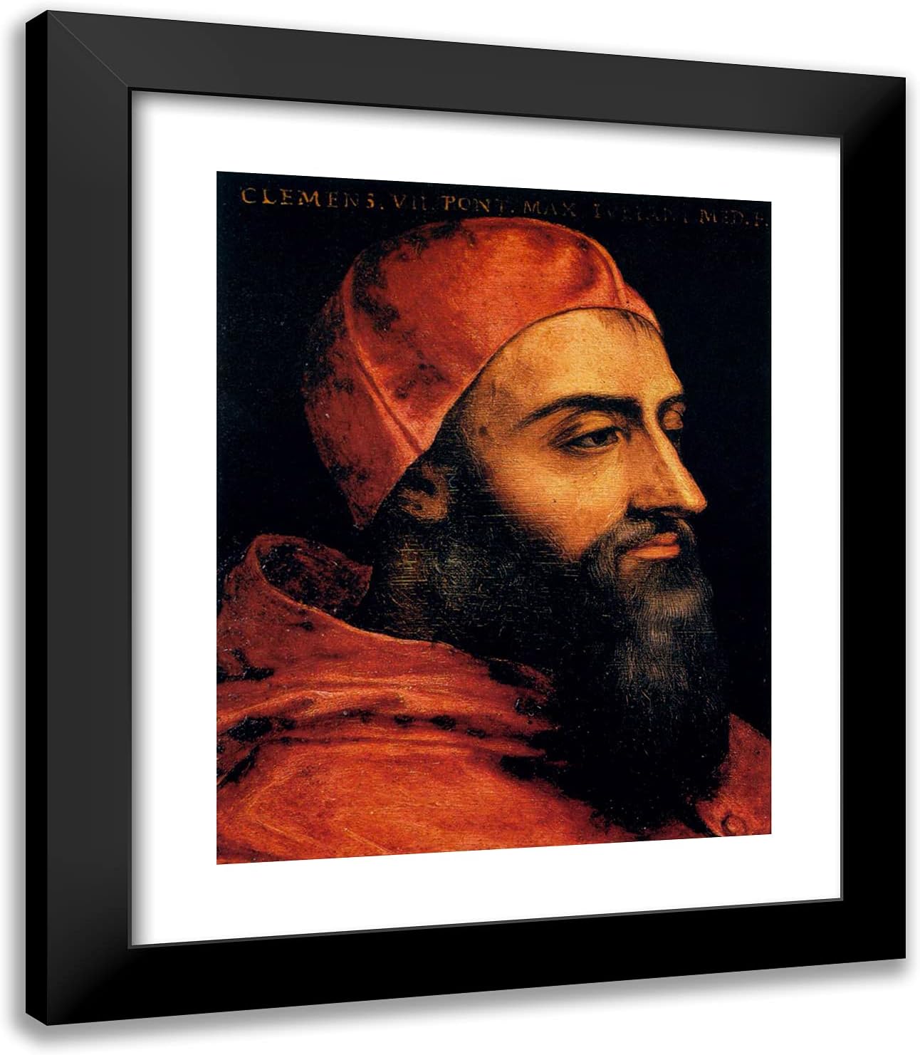 ArtDirect Bronzino, Agnolo 20x23 Gold Ornate Framed Art Print with Double Matting Titled: Portrait of Pope Clement VII