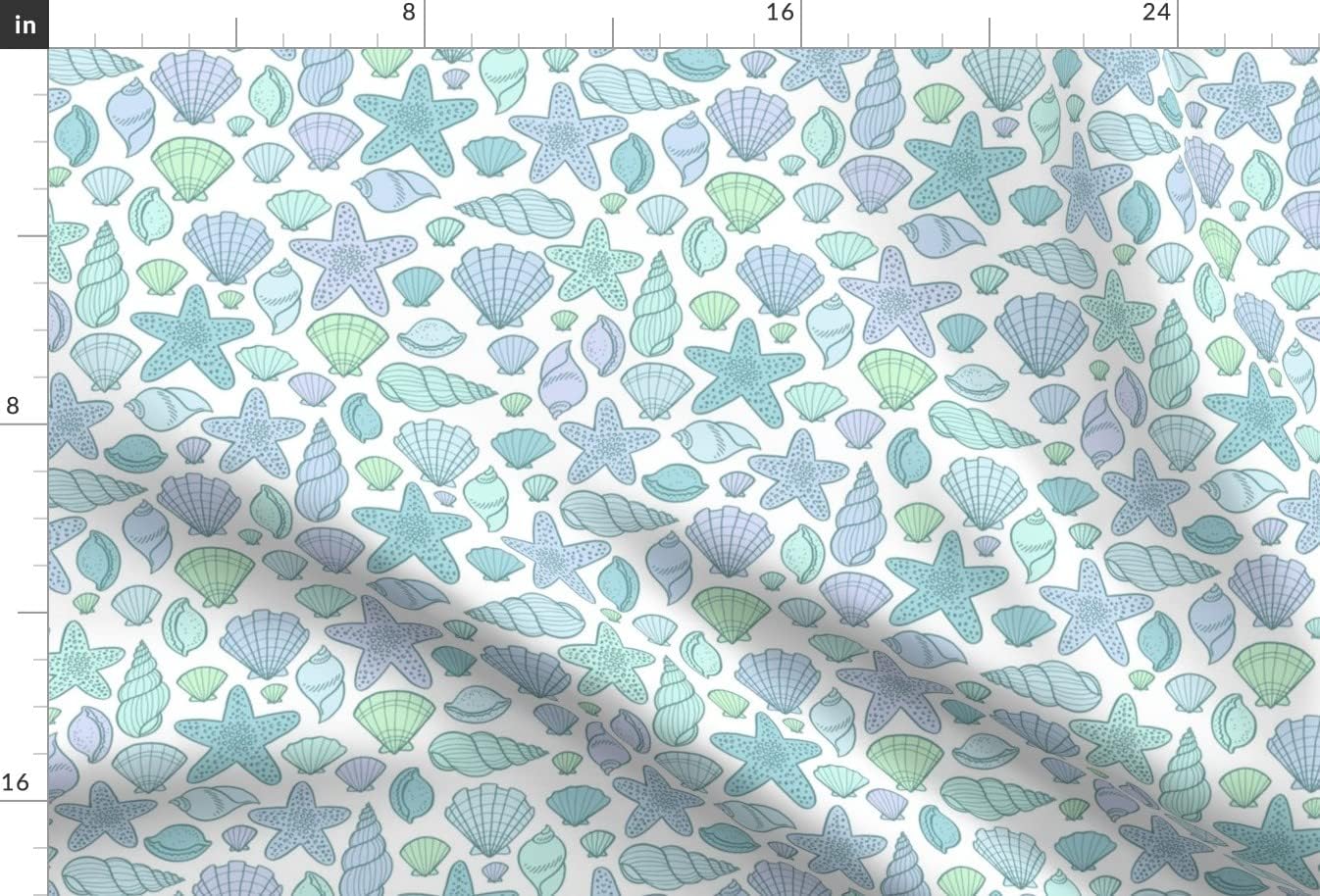 Spoonflower Fabric - Seashells Cool Sand Beach Shells Starfish Colors Sea Printed on Minky Fabric by The Yard - Sewing Baby Blankets Quilt Backing Plush