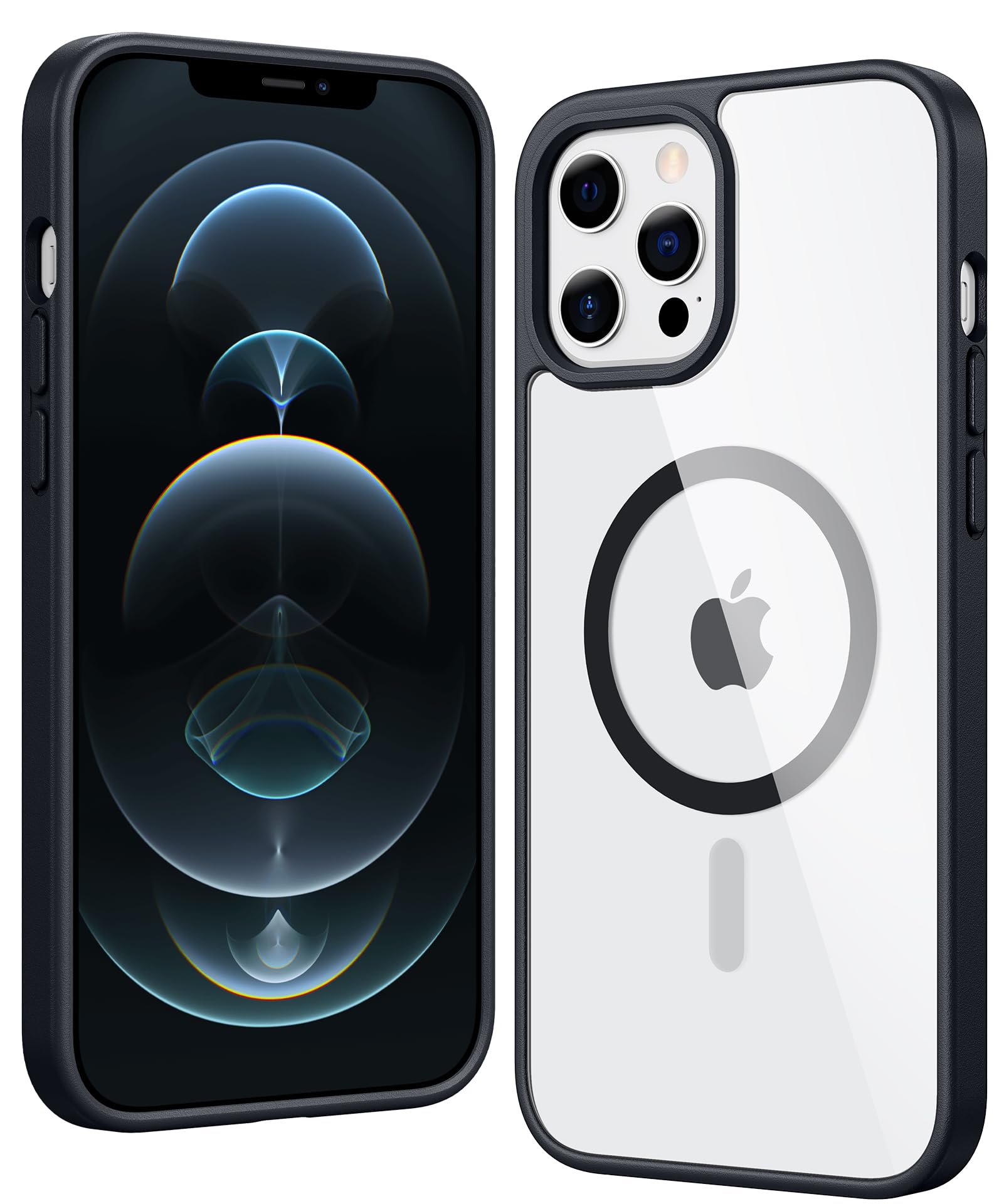 FNTCASE for iPhone 12 Pro-Max Case Compatible with Magsafe Clear Phonecase | Anti Tellowing, Military Grade Drop Protection, Slim Magnetic Phone Cases, Shockproof Bumper, Transparent Cell Cover