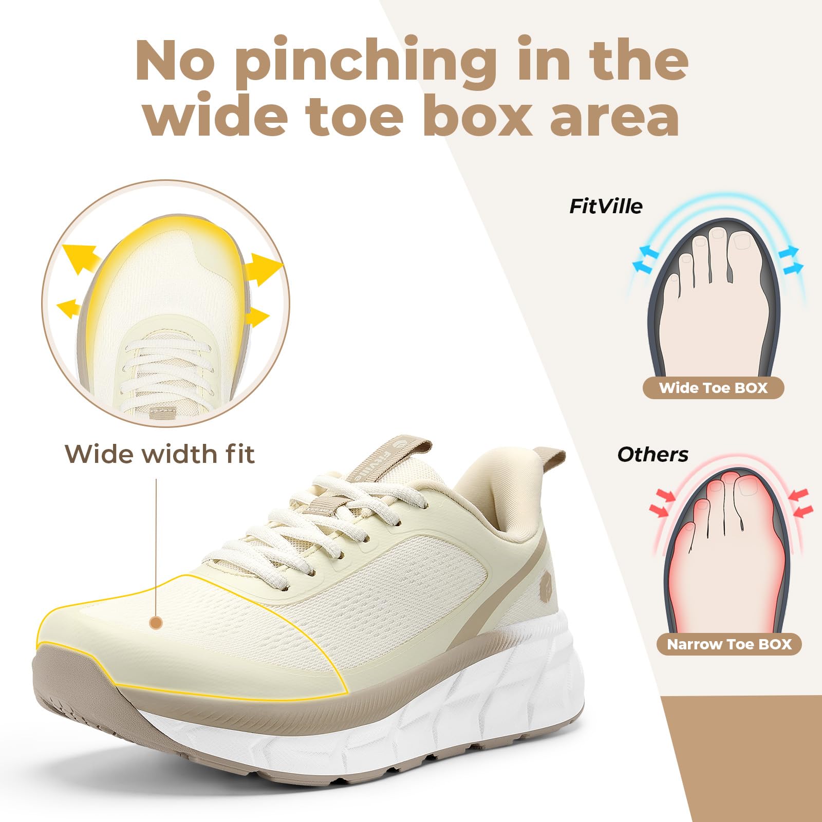 FitVille Weit Laufschuhe Damen Sportschuhe Atmungsaktiv Sneaker Leichte Joggingschuhe Turnschuhe Bequeme Walking Schuhe Gr.35.5-42.5