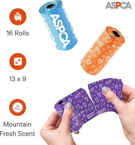 Miniatura 2 de ASPCA Bolsas para excrementos de perro 240 bolsas de 16 rollos aroma de montaña estampado de corazones estampado de corazón AS1000