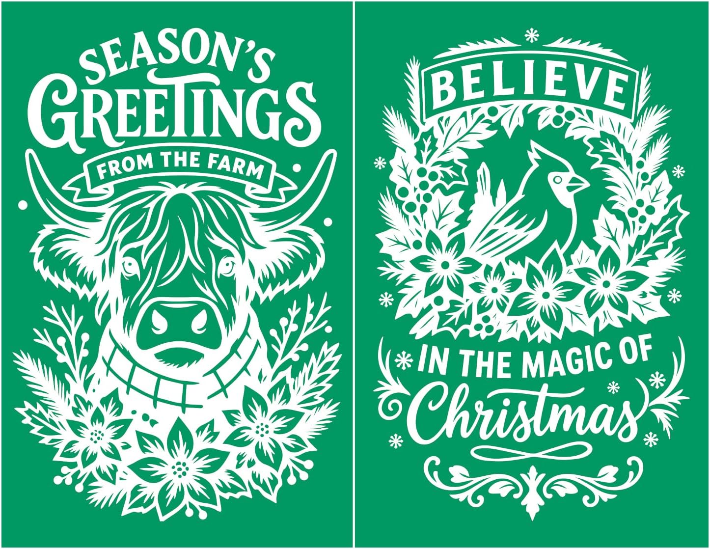 DGAGA Christmas Tree Silk Screen Stencils Reusable Christmas Farms Self Adhesive Chalk Mesh Stencils Silkscreen Pattern Stencil for Christmas Decoration, DIY Farmhouse Wood