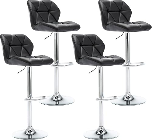 LSSPAID Juego de 4 taburetes de bar de altura de mostrador, taburetes de bar giratorios ajustables de altura trasera de terciopelo, sillas de bar