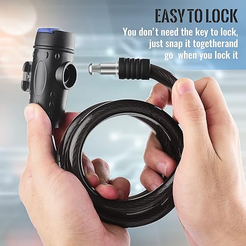Miniatura 3 de Candado de bicicleta, 4 pies3.9 ft Diyife - Candados de cable para bicicleta con 2 llaves, resistente a la intemperie, cable de seguridad antirrobo