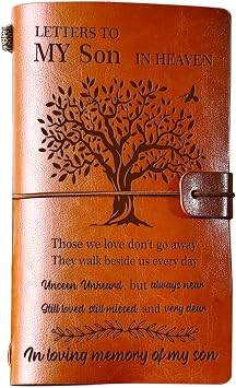 BeauGift Memorial Gifts for Loss of Son, Refillable Travel Photo Diary Journal Bereavement Gift, Letters to My Son in Heaven Those We Love Dont Go Away Sympathy Gifts for Loss of Son