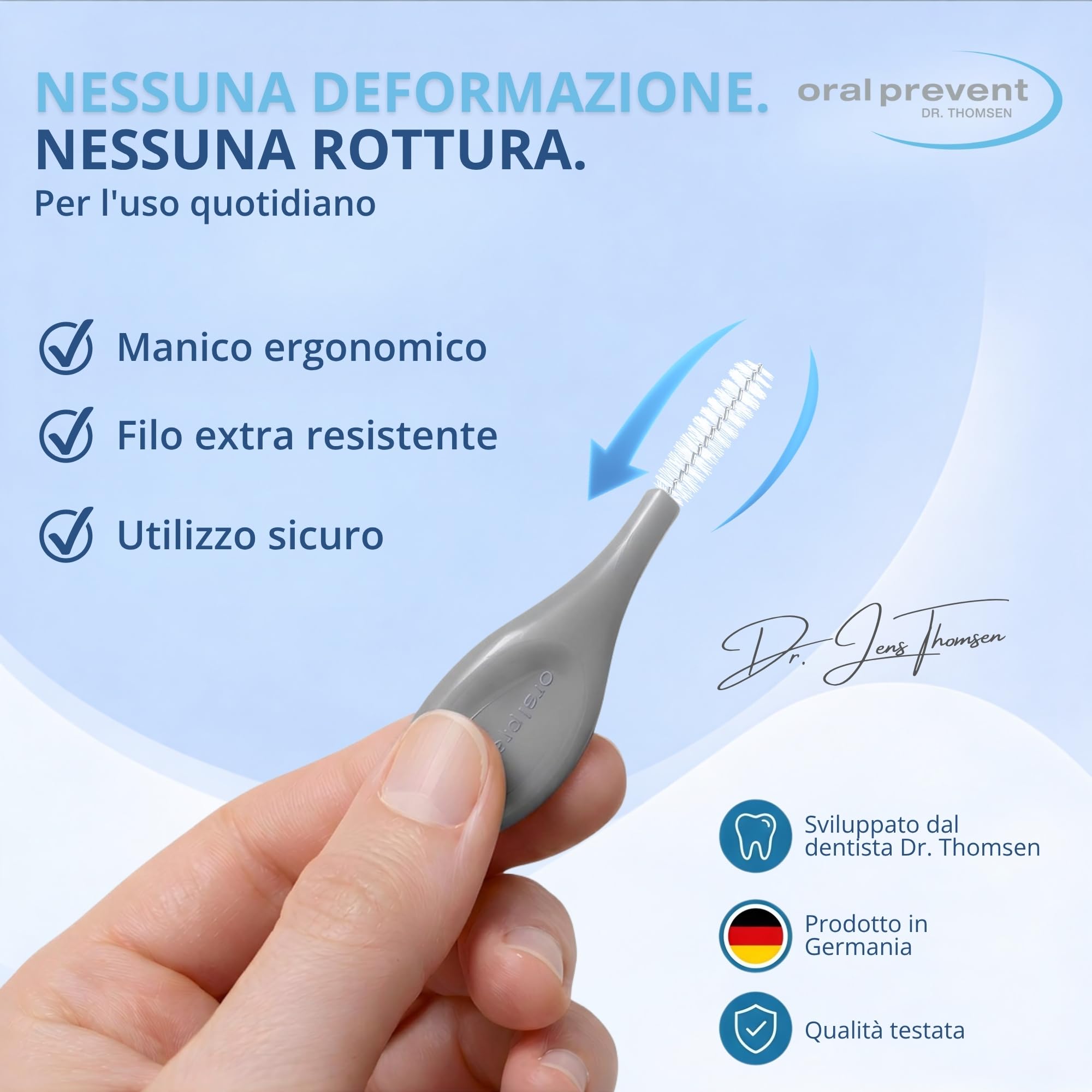 25 pezzi: spazzole interdentali Smart Grip in plastica a base di biobica – Dimensioni ISO: 6 (grigio), filo: 1,10 mm Ø