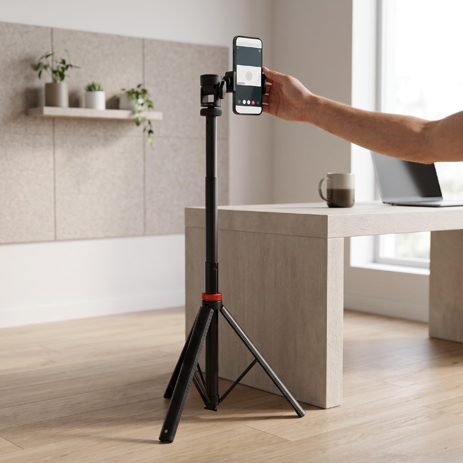 Trépied de Caméra 6,99 Pieds Extensible, Filetage 1/4 en Aluminium