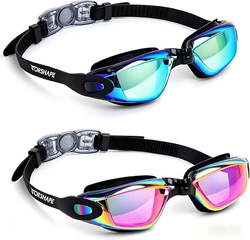 Adult Swim Goggles 2 Pack No Leaking Goggles for Men Women Youth | Anti-Fog UV Protection Mirrored Swimming Glasses