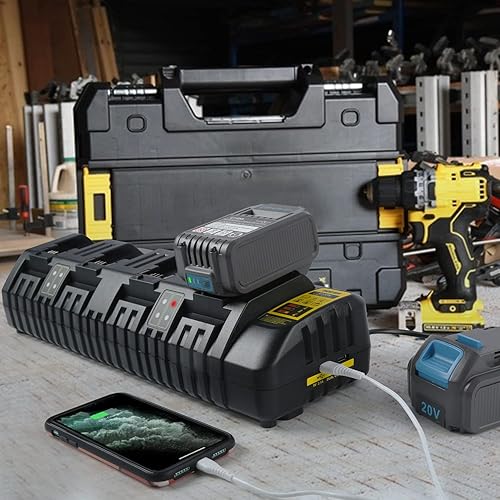 Miniatura 8 de DCB104 Cargador de batería de repuesto para cargador de batería Dewalt DCB102 DCB118 DCB107 DCB115, cargador de batería de 4 puertos compatible con