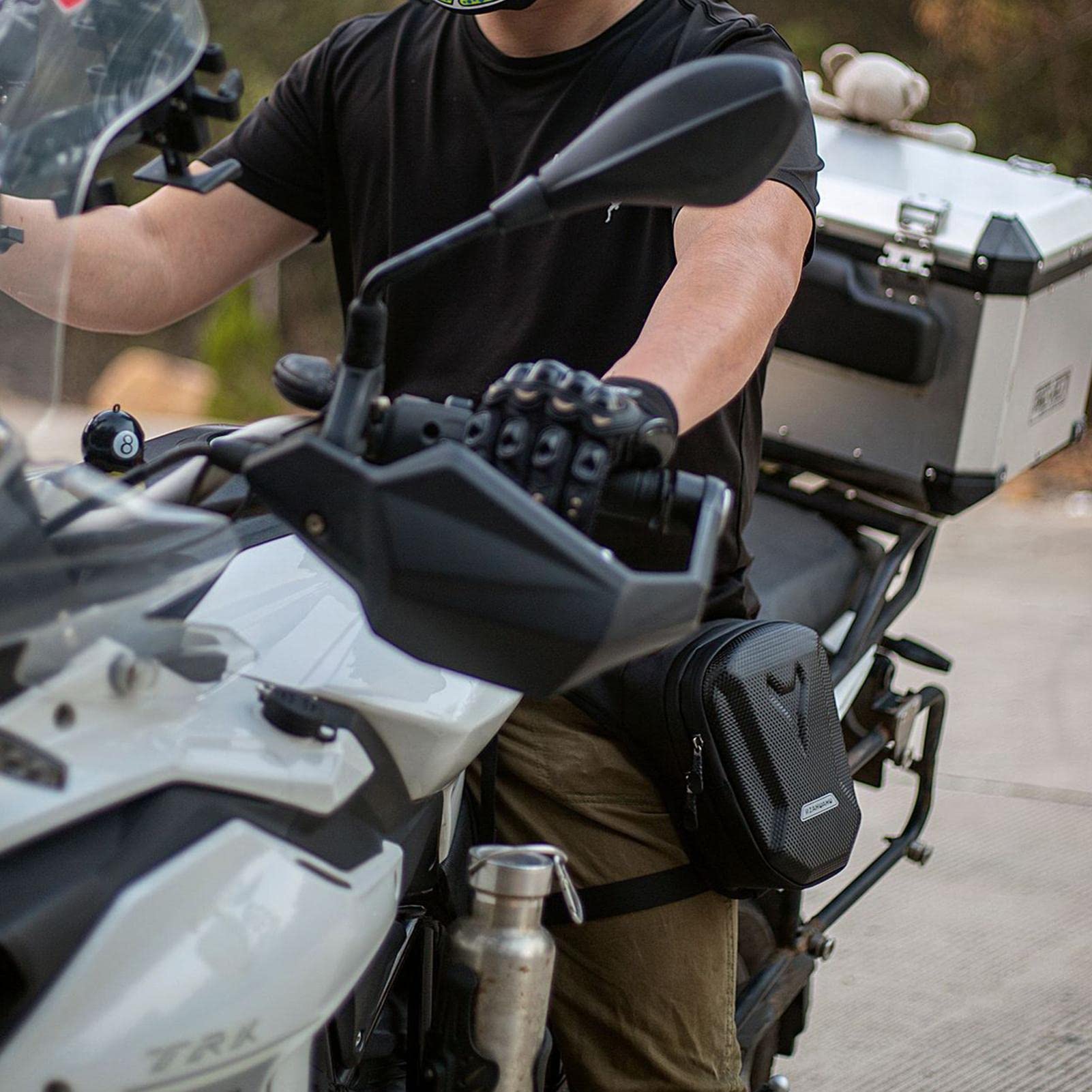 Borsa Da Coscia Maodom A Guscio Rigido - Tasca Multifunzione Per Moto, Ciclismo, Trekking, Nero