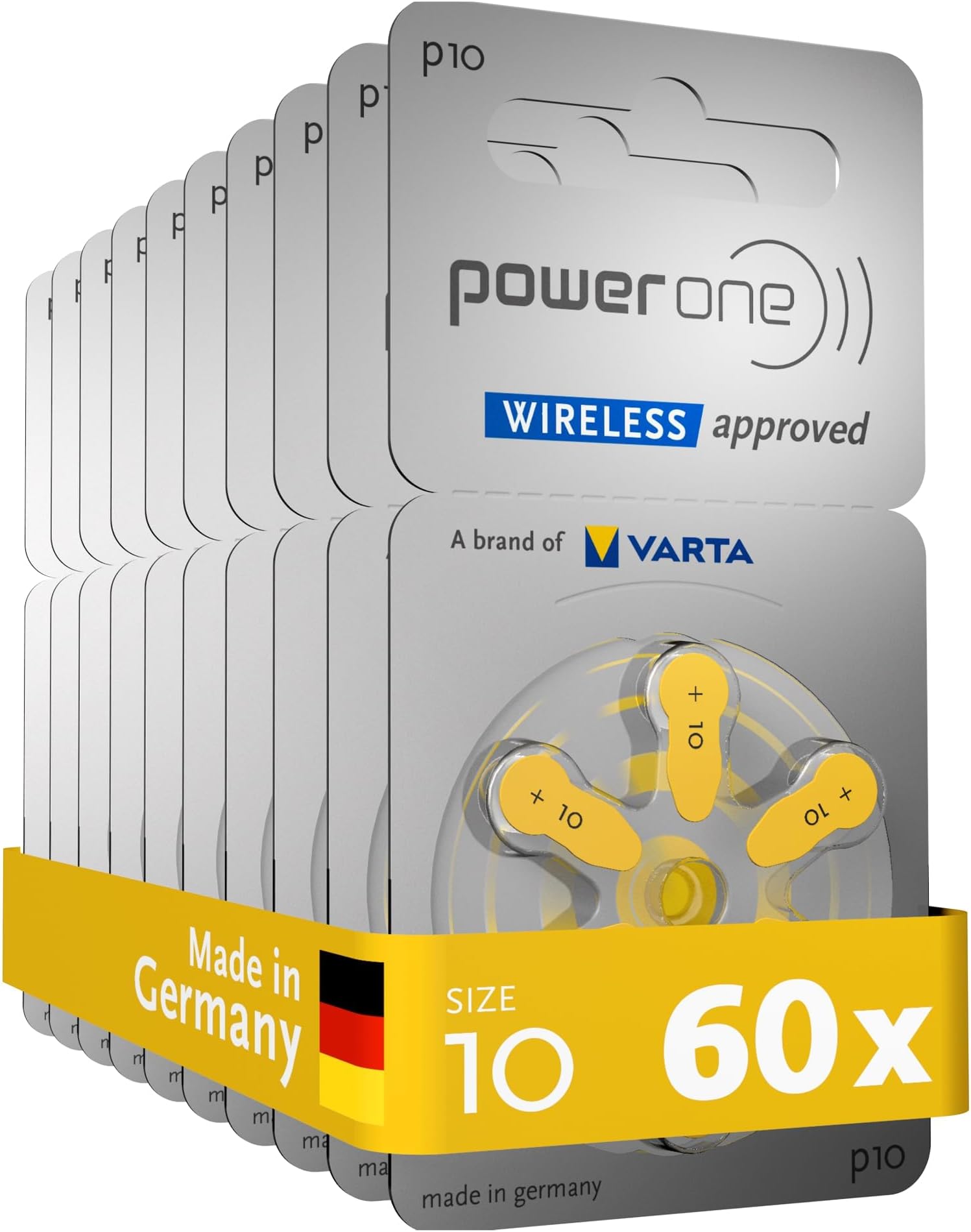 Power One Size 10 Zinc Air Hearing Aid Batteries (60 batteries)