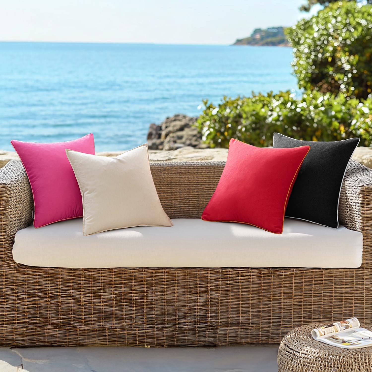 MIULEE Pack of 2 18x18 Inch Outdoor Pillow Inserts Waterproof Decorative Throw Pillow Insert Pack of 2 Outdoor Waterproof Throw Pillow Covers Decorative Farmhouse Linen Pillow Covers