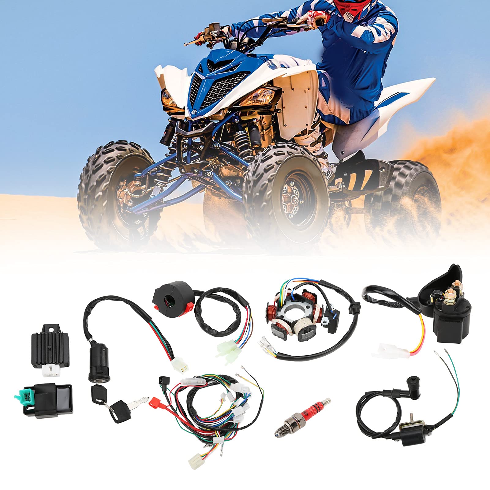Faisceau de Câbles Quad, Faisceau de Câblage Complet CDI Remplacement du Faisceau de Câblage pour ATV Quad Dirt Bike Go Kart Pièces