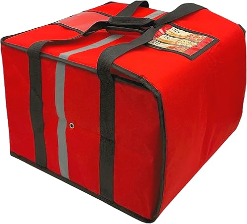 FSE Insulated Pizza Food Delivery Bag Carrier, 18 Inch x 18 Inch x 13 Inch, Breathable Design, Fits Five 16" Pizza Boxes, or Four 18" Pizza Boxes,