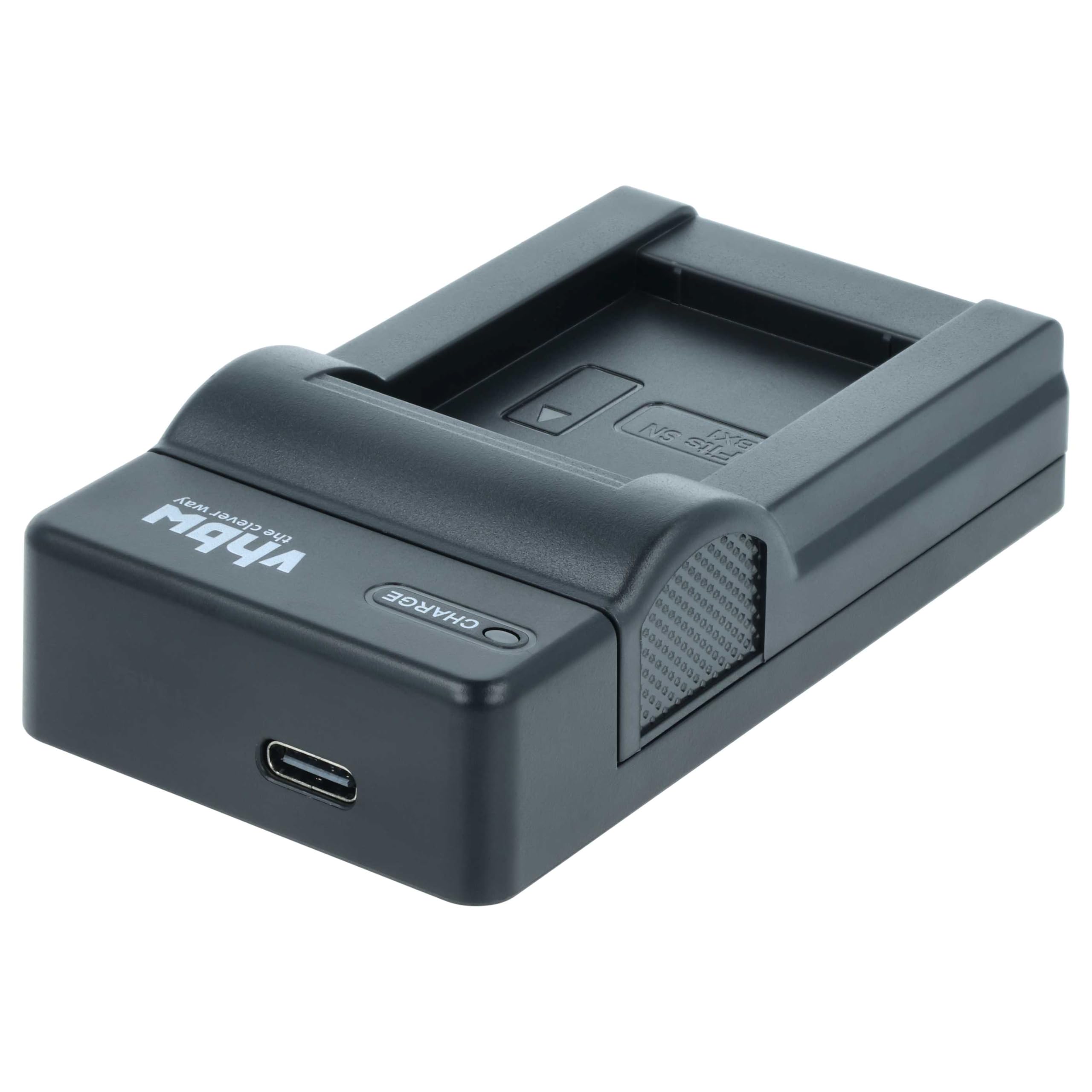 vhbw caricatore USB-C compatibile con Sony Cybershot DSC-H400, DSC-HX300, DSC-H400V, DSC-HX350 camera + cavo USB-C + LED