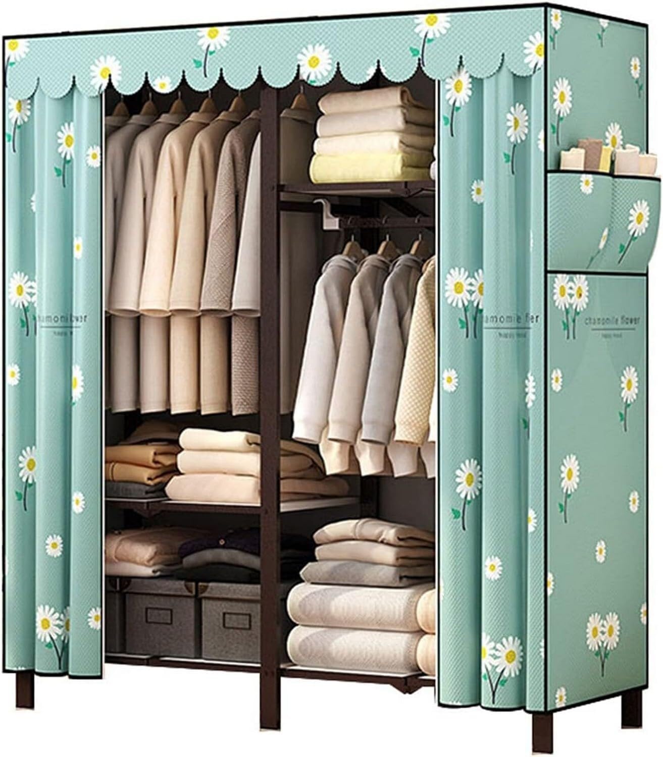 Armoire portable ouverte 170x110 cm avec cadre en métal pliable