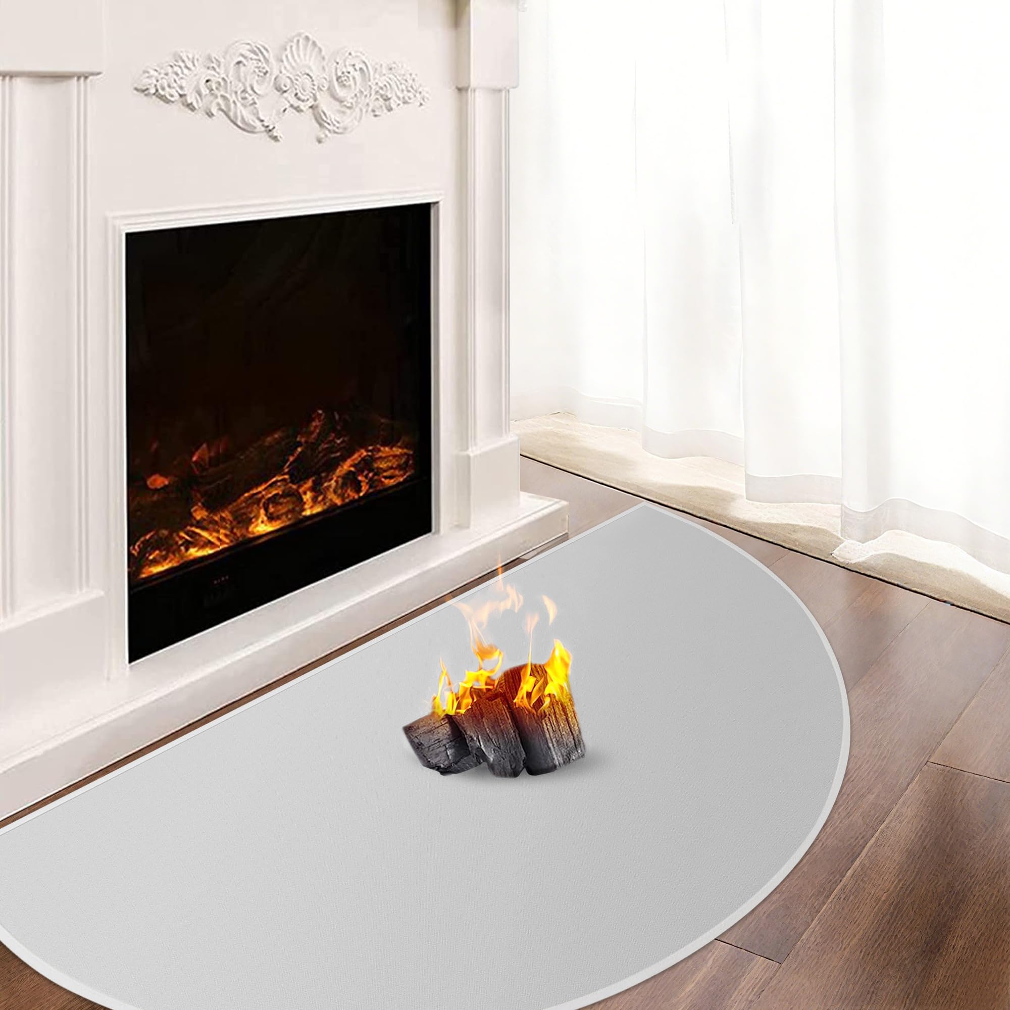 Fireproof Fireplace Mat, 100x60x0.1cm Hearth Rugs for Fireplaces, Fireplace Rug for Indoor Outdoor, Hearth Pads for Wood Stove Protect Floors Carpets from Sparks Embers, Grey
