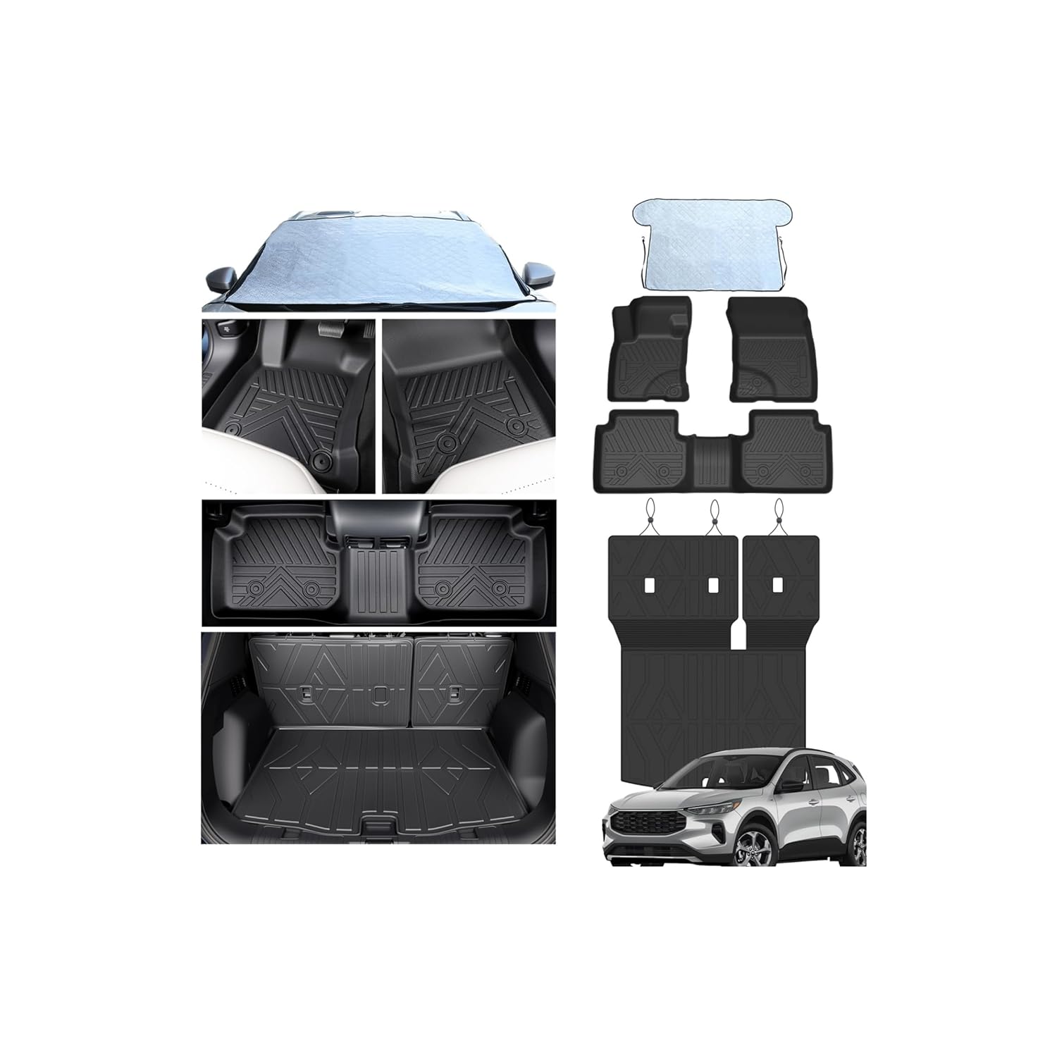 Floor Mats for Ford Escape 2020-2026 Not for Hybrid All Weather Protection Custom Floor Mats Trunk Cargo and