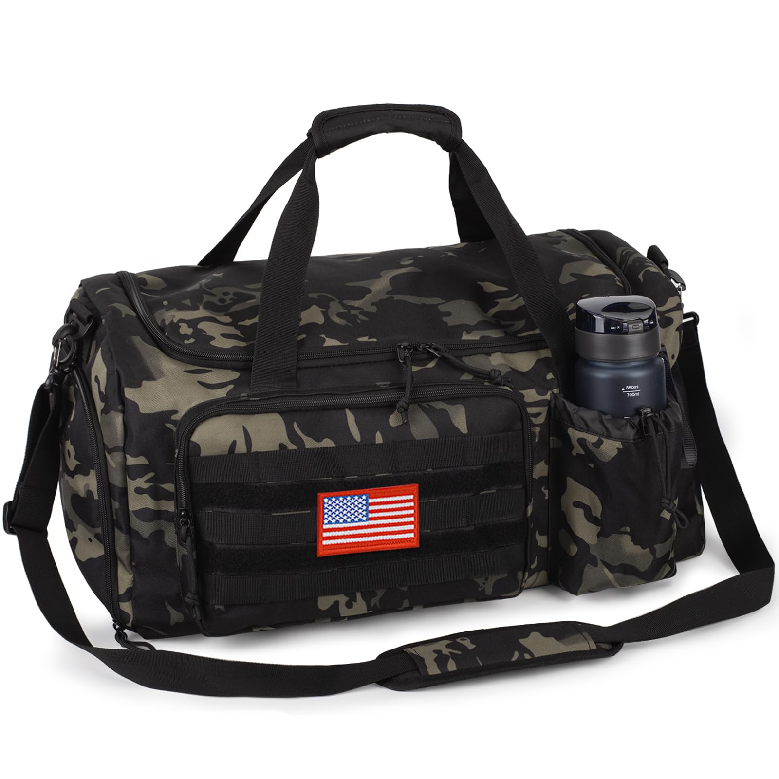 Tactical Gym Bag For Men, 40L Large Capacity Duffle Bags With Shoes Compartment, Sports Bag With Wet Compartment, Multi-Functional Weekend Bags Suitable For Travel, Camping,Hiking