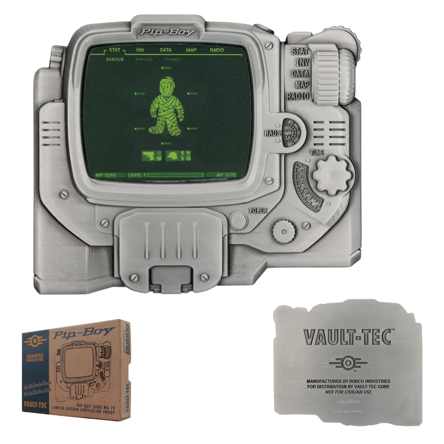 Fanattik Fallout Pip-Boy Linsenrasterbarren – Limitierte Metall-Sammelstück mit verschiebbarem Linsenraster-Display