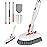 SetSail 4-in-1 Tile Tub Floor Scrubber with 52-inch Adjustable Long Handle Shower Cleaner Brush with V-Shaped Grout Brush and 3 Replacement Brush Heads for Cleaning Bathroom Kitchen Walls Tub Tile