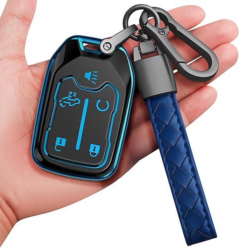 Sindeda para Chevrolet Funda para Llavero con Llavero Suave Protección Completa Funda para Llave Compatible con GMC Suburban Tahoe Silverado Terrain