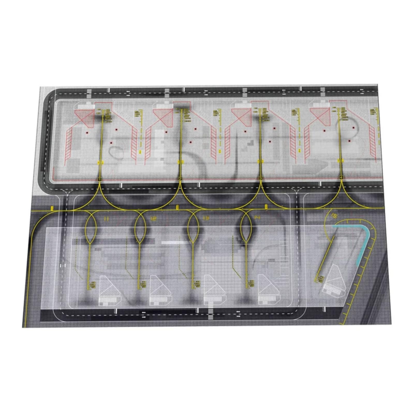 Base per Aerei Modello Pista Aeroporto Stampata Diorama Foglio Tappetino Carta Opaca Spessa con Vie di Rullaggio Definiti Adatto per Esposizione