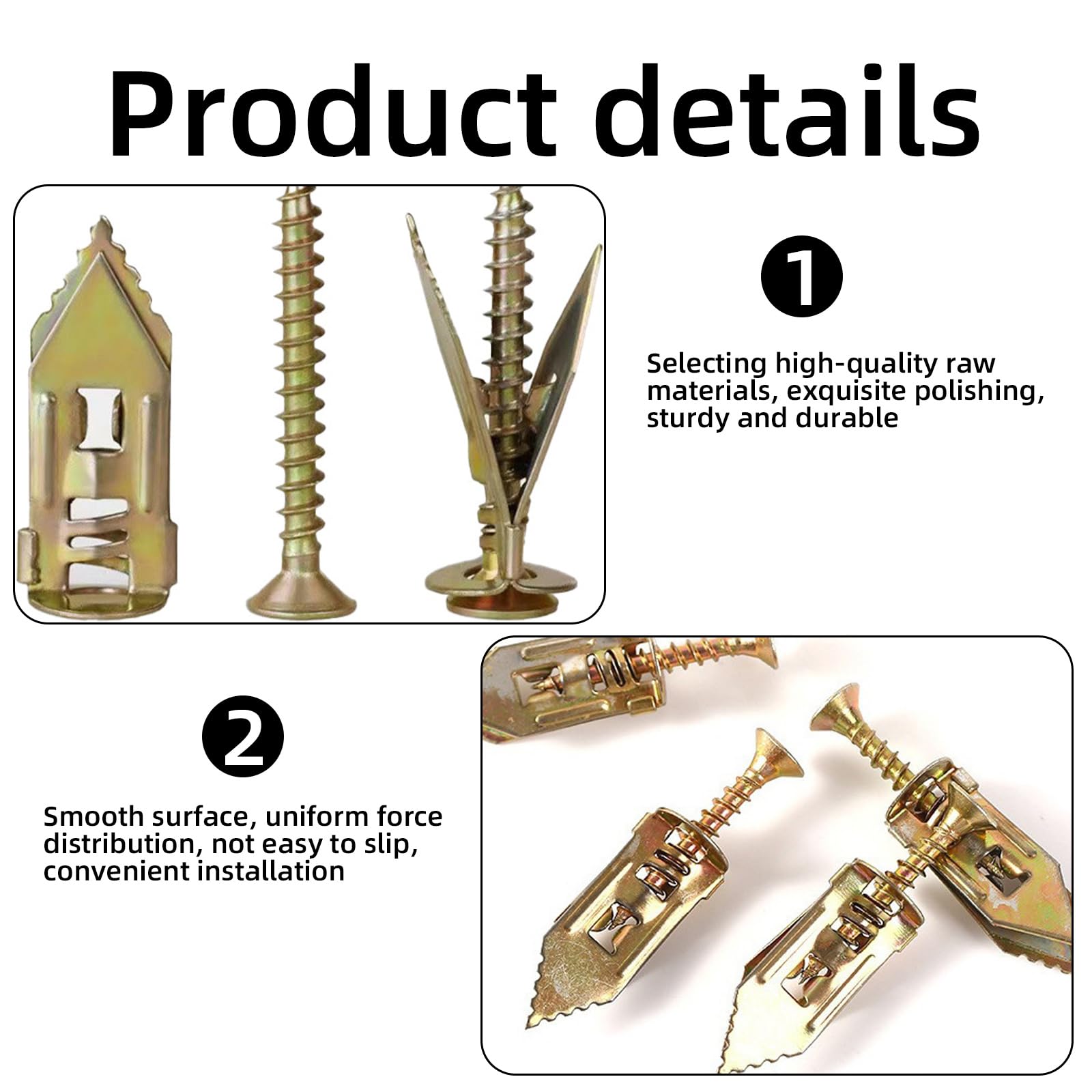 NEBURORA 120-Piece Self-Drilling Drywall Anchors Kit – 3 Sizes, No-Drill Metal Expansion Anchors For Hanging Frames, Shelves, Clocks & Mirrors