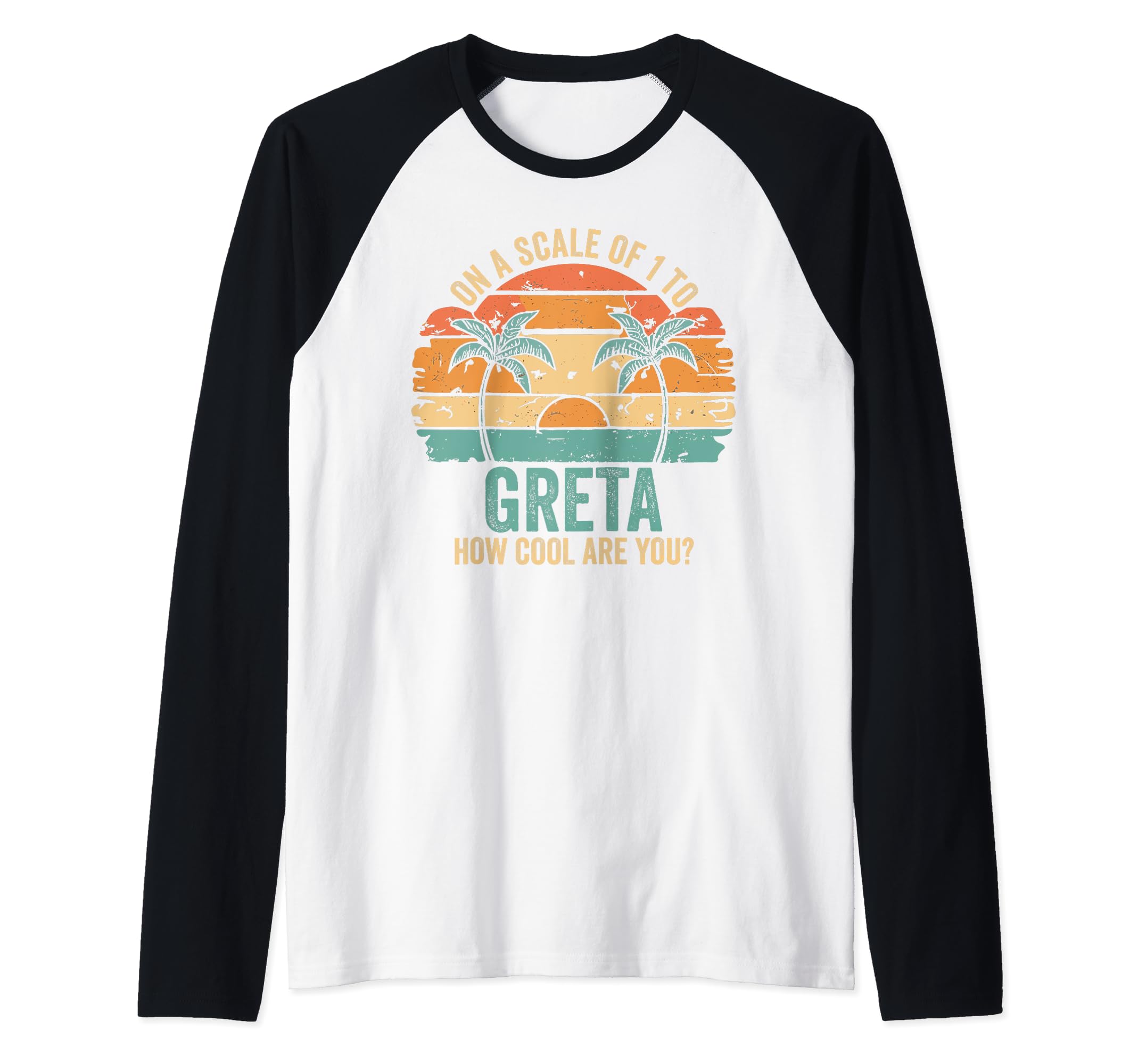 GRETA Cute Retro Girls Groovy GRETA Personalized Name Raglan Baseball Tee