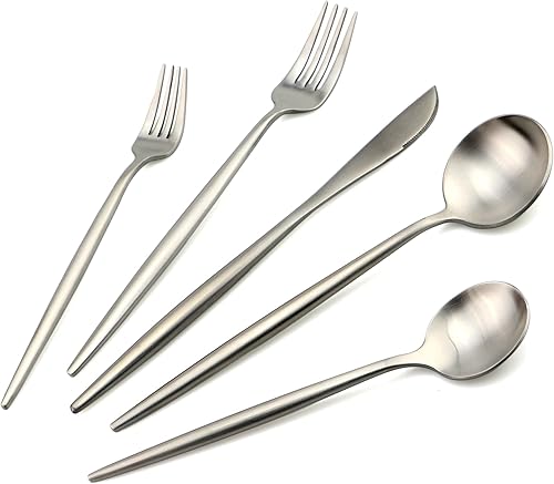 Miniatura 11 de Juego de cuchillos de mantequilla de acero inoxidable 18/10, cubiertos delgados para cocina, hotel, restaurante, boda, fiesta, acabado mate, apto