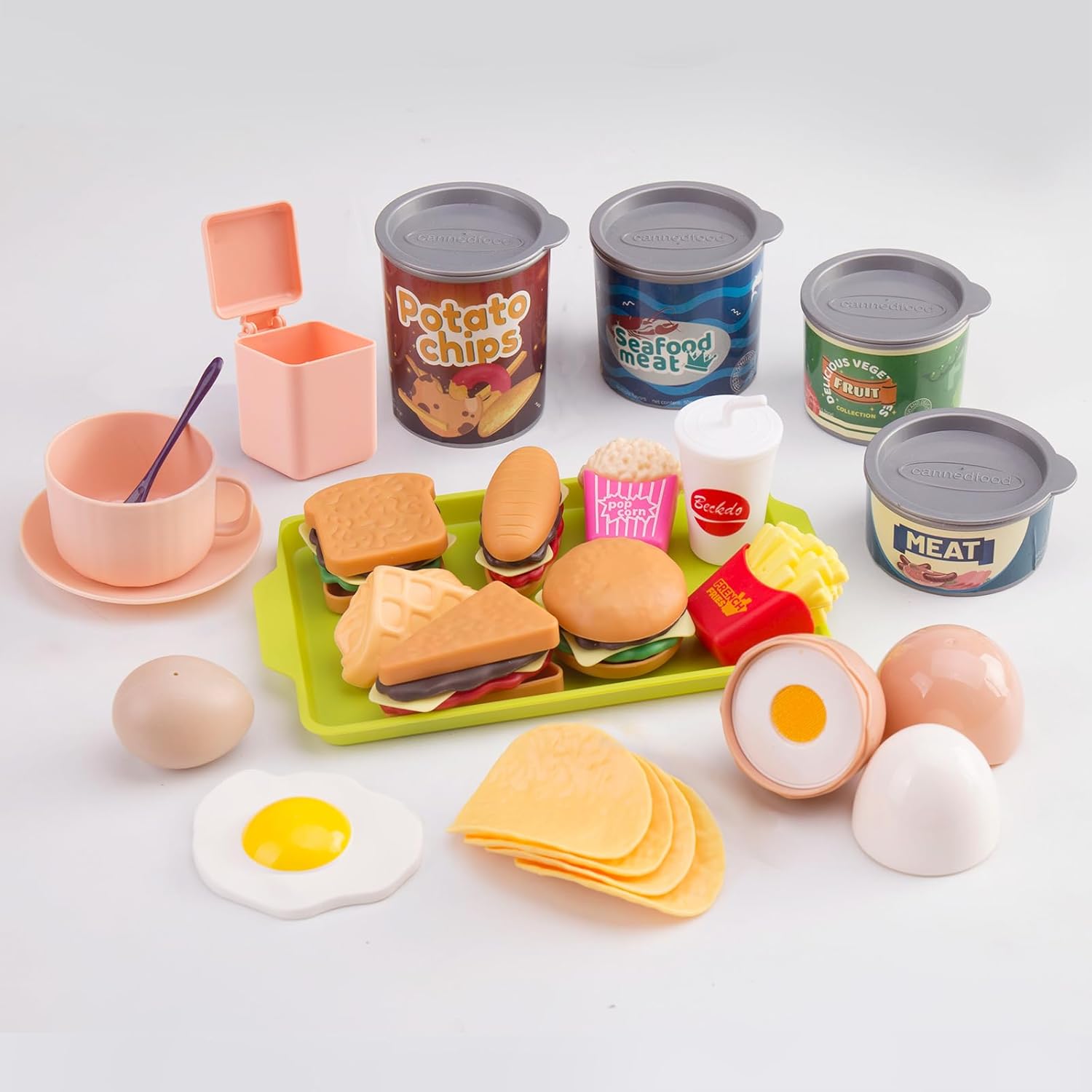 200Pcs Mini Play Kitchen Accessories for Kids, Pretend Cooking Playset with Cookware, Tableware & 2 Fruit Sets, Learning Gift for Girls, Boys, Toddlers, Pink - Image 5