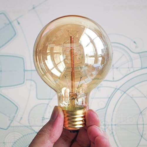 Miniatura 9 de Jslinter Paquete de 6 bombillas Edison de 60 vatios, regulables, A19, antiguas, vintage, antiguas, incandescentes, E26, ámbar blanco cálido