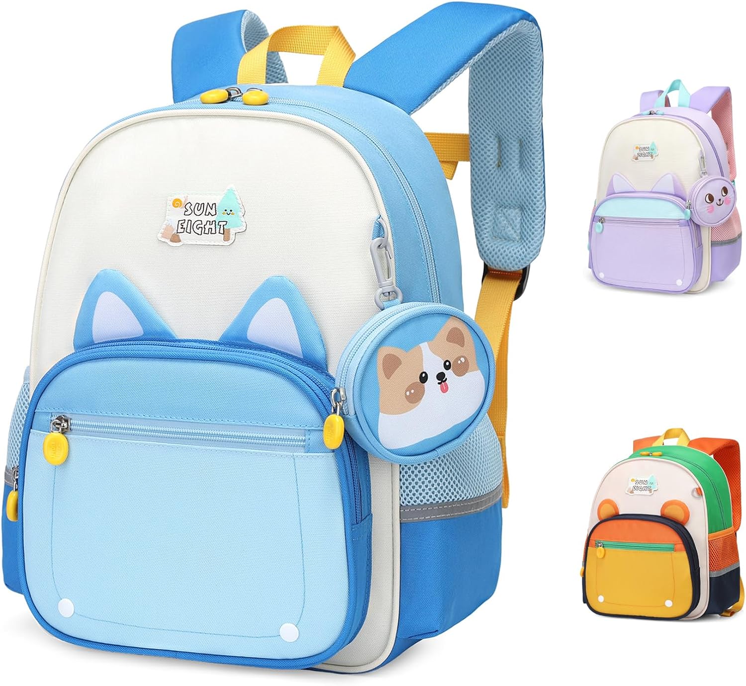 SUN EIGHT Kids Backpack for School Cute Dog Backpack for Kids Lightweight Elementary Bookbag with Coin Purse Kindergarden School Bag(Dog)