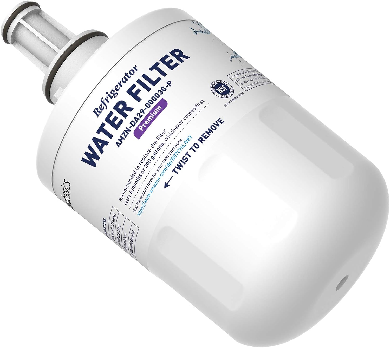 Amazon Basics Replacement Samsung DA29-00003G Refrigerator Water Filter Cartridge - Pack of 2, Premium Filtration