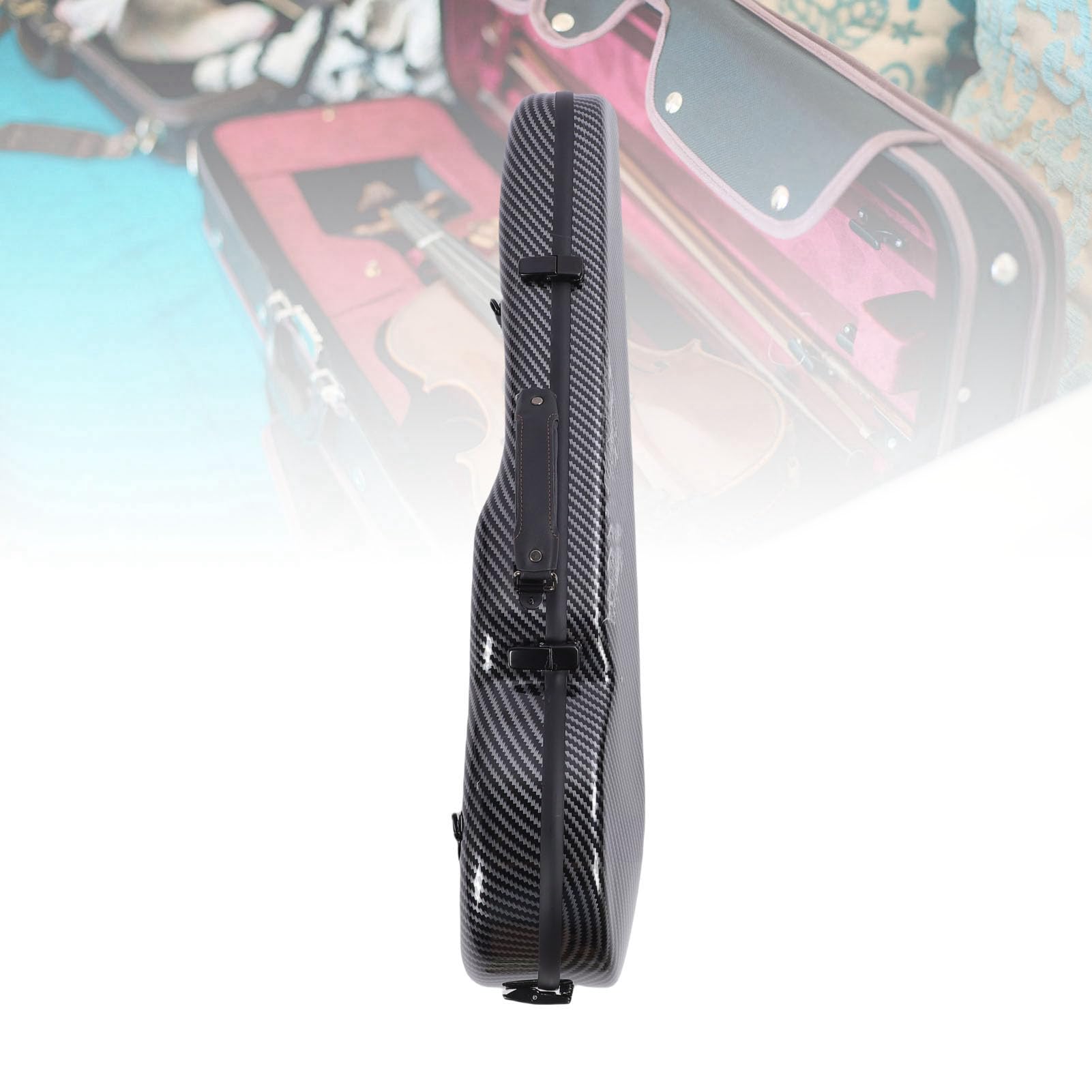 banapoy Custodia per Violino, 4/4 Intero Leggero in Fibra di Carbonio con Igrometro Incorporato, Cinghie per Spalle e Chiusure in Acciaio Inossidabile, Antigraffio, Nero