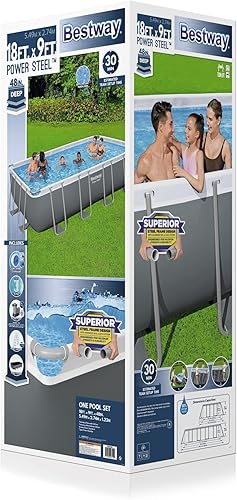 Vista 34 de Bestway 56631E-BW - Juego de piscina de verano con marco ovalado de acero eléctrico sobre el suelo, bomba de filtro y escalera de seguridad, 14 x 8