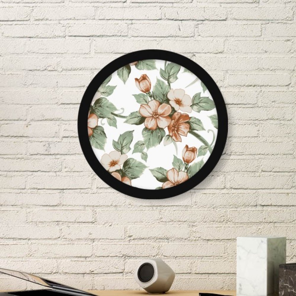 Image ronde simple cadre fleurs plantes rotin peinture noire