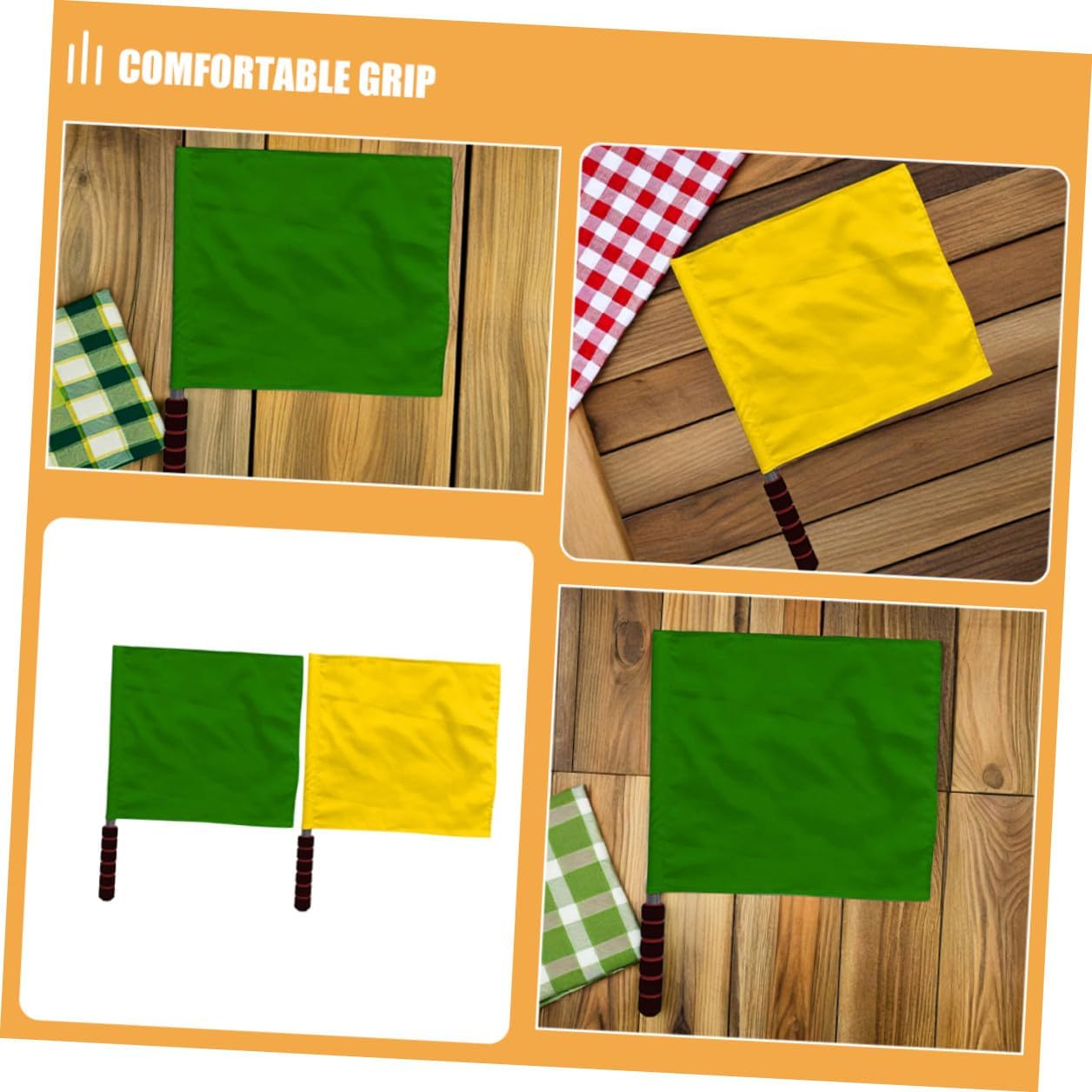 2pcs Handheld Signal Flags for Traffic and Sports Yellow and Green Safety Flags for Referees and Conductors Portable Competition and Training