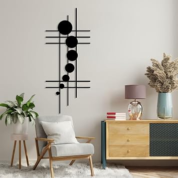 Geometric Metal Wall Art, Geometric Wall Art, Geometric Wall Decor, Abstract Wall Art, Abstract Art Wall Decor, Abstract Metal Wall Art, Metal Minimalist Wall Art, Wall Decor Living Room Black, 13x30in|32x76cm
