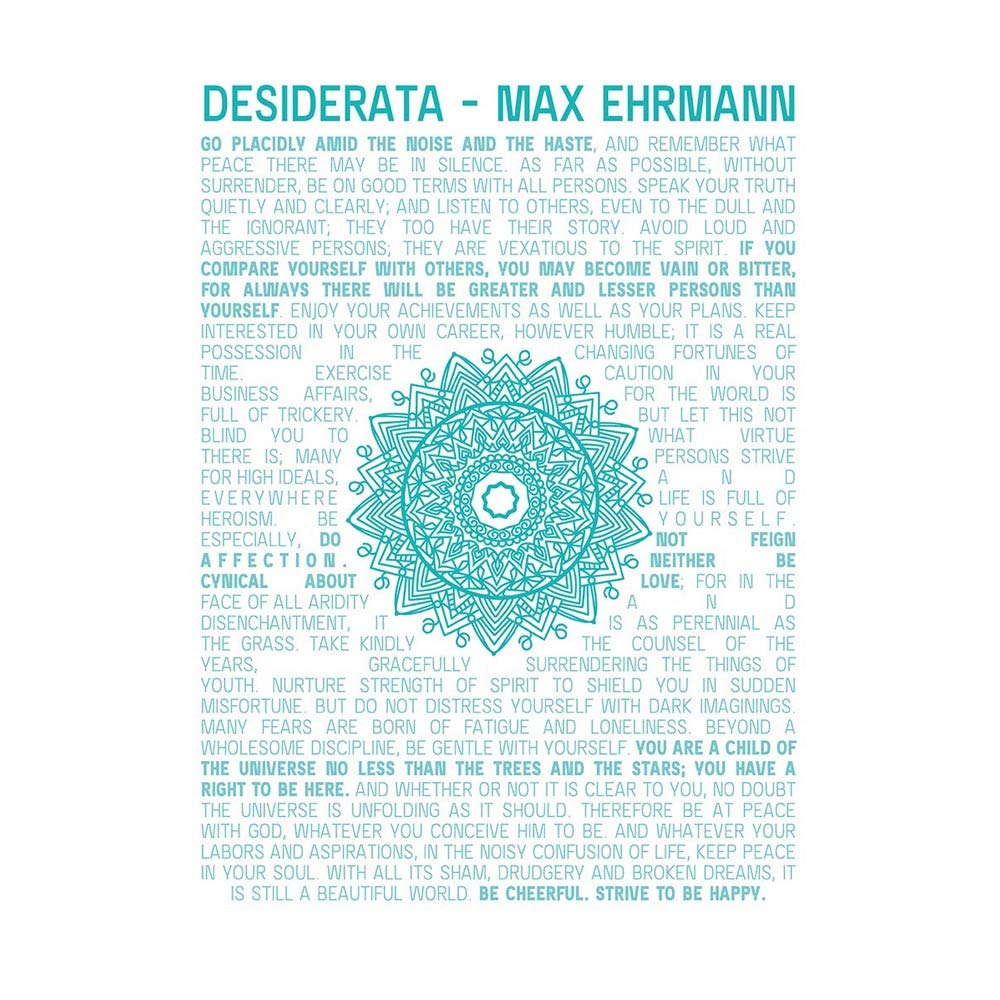 Wee Blue Coo Desiderata Mandala Ehrmann Typography Art Print Poster Wall Decor 12X16 Inch