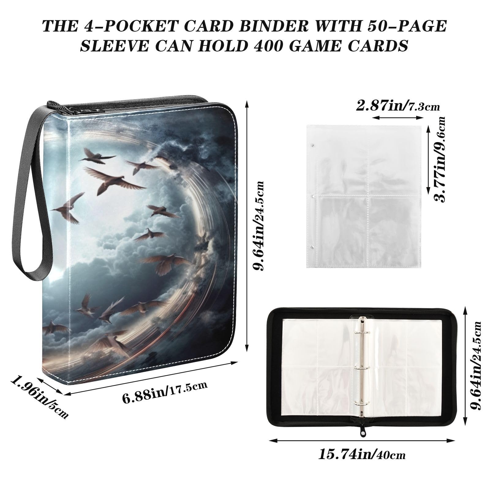 Amazon.com: Haskirky Heaven Cloud Bird Collectible Trading Card  Albums,4-Pocket Card Binder with 50 Removable Sleeves with Zipper Game Card  Collection Binder Album Holder : Toys & Games